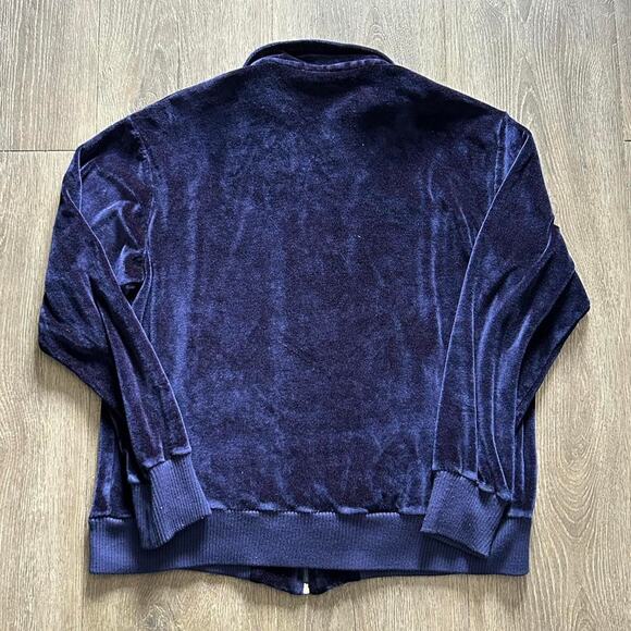 Vintage 70s Y2K Blue Striped Detailed Velour Track Suit Set. Sz L - Picture 3 of 4